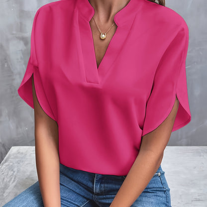 FluiVee™ – Blouse Femme Chic Col V Fendu Manches Fluides Confortable