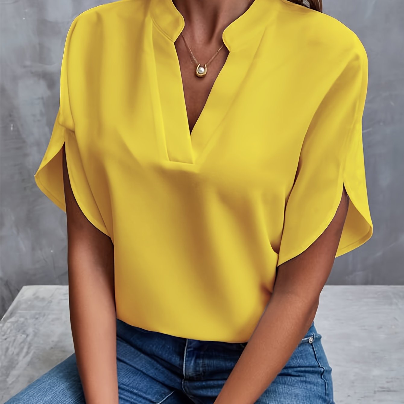 Blouse Été Femme Manches Courtes Col en V