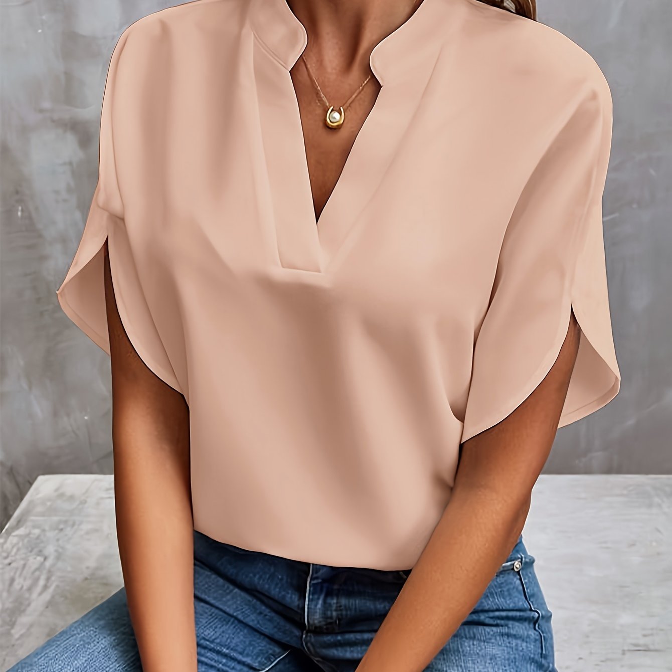 Blouse Été Femme Manches Courtes Col en V