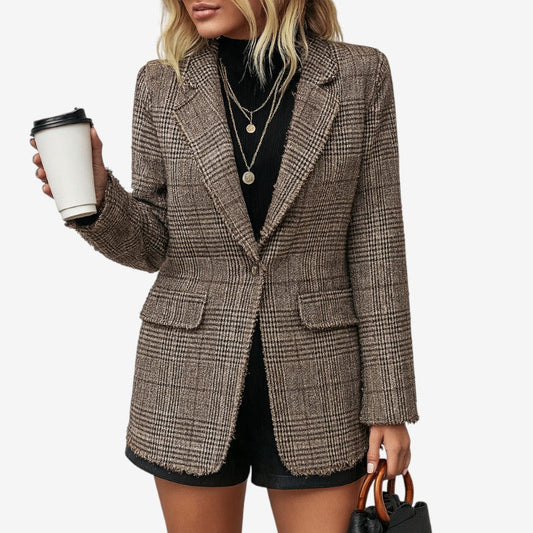 Blazer Élégant Manches Longues Poches - LuxeStyle