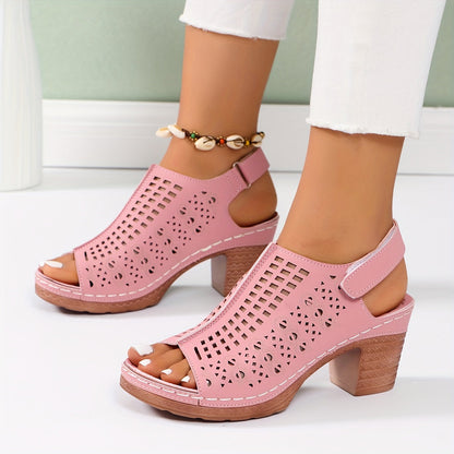 Velmira™ – Sandales Femme Chic à Talon Épais Ouvertes & Élégantes Été