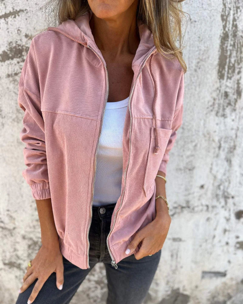 Veste Femme Velours Doux Élégante avec Capuche