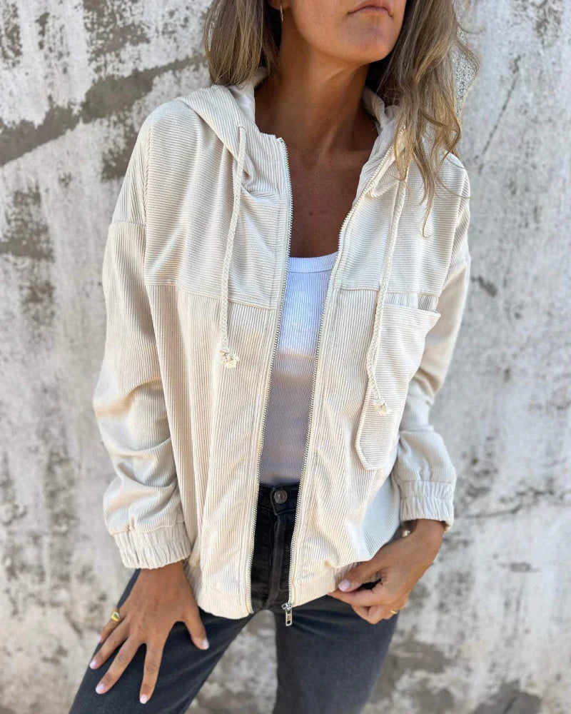 Veste Femme Velours Doux Élégante avec Capuche - LuxeStyle