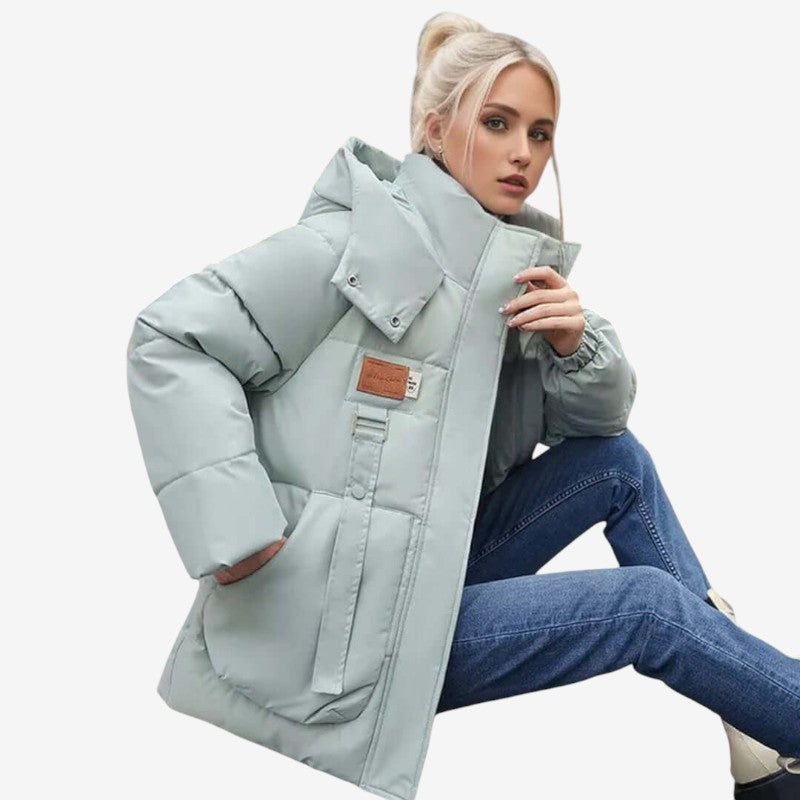 Veste à Capuche Hiver Longue avec Éclair