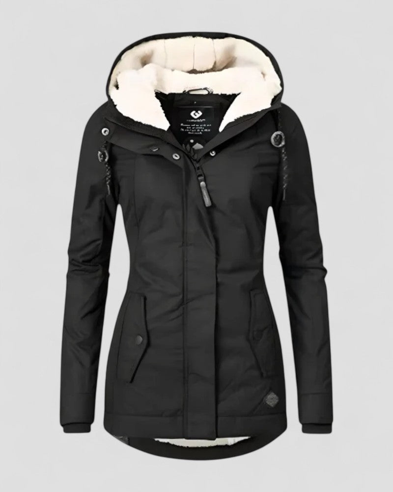 Veste d'hiver imperméable et isolée avec capuche pour femme