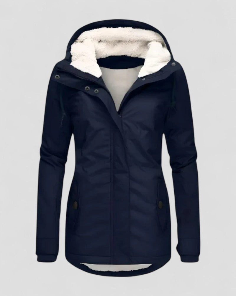 Veste d'hiver imperméable et isolée avec capuche pour femme