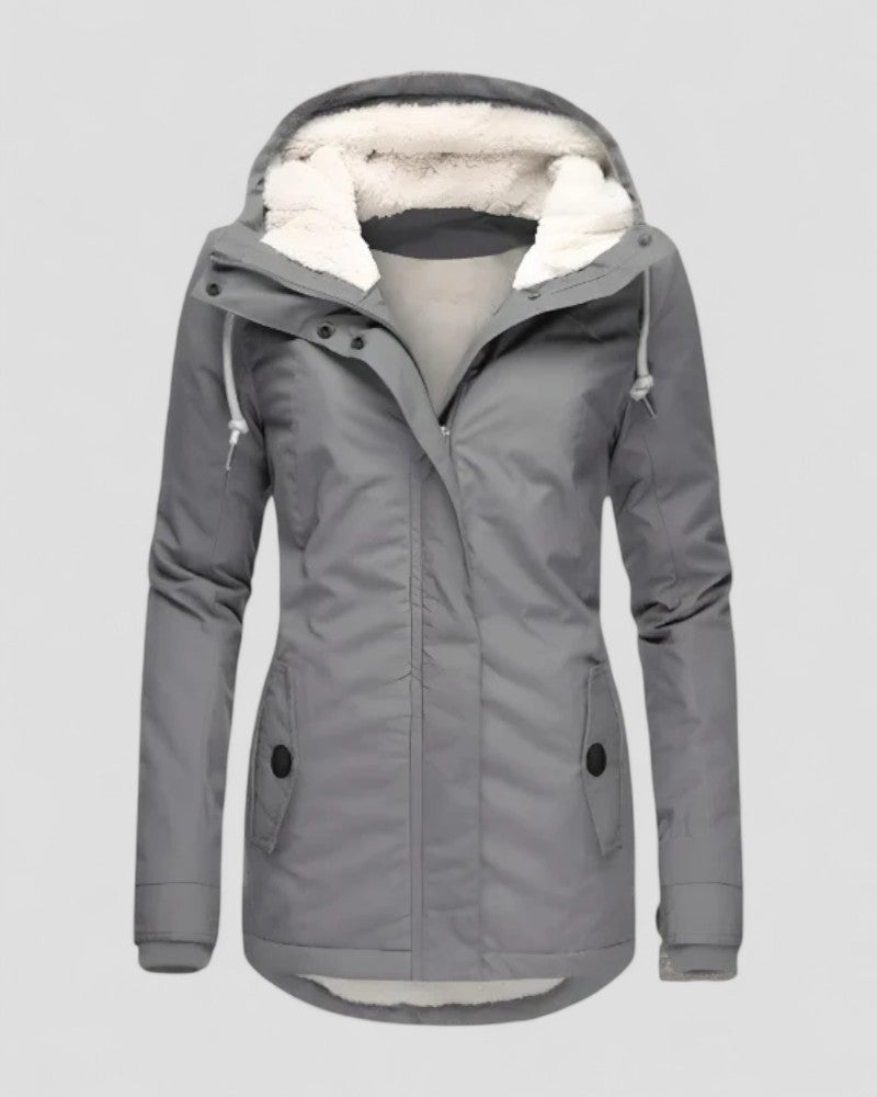 Veste d'hiver imperméable et isolée avec capuche pour femme