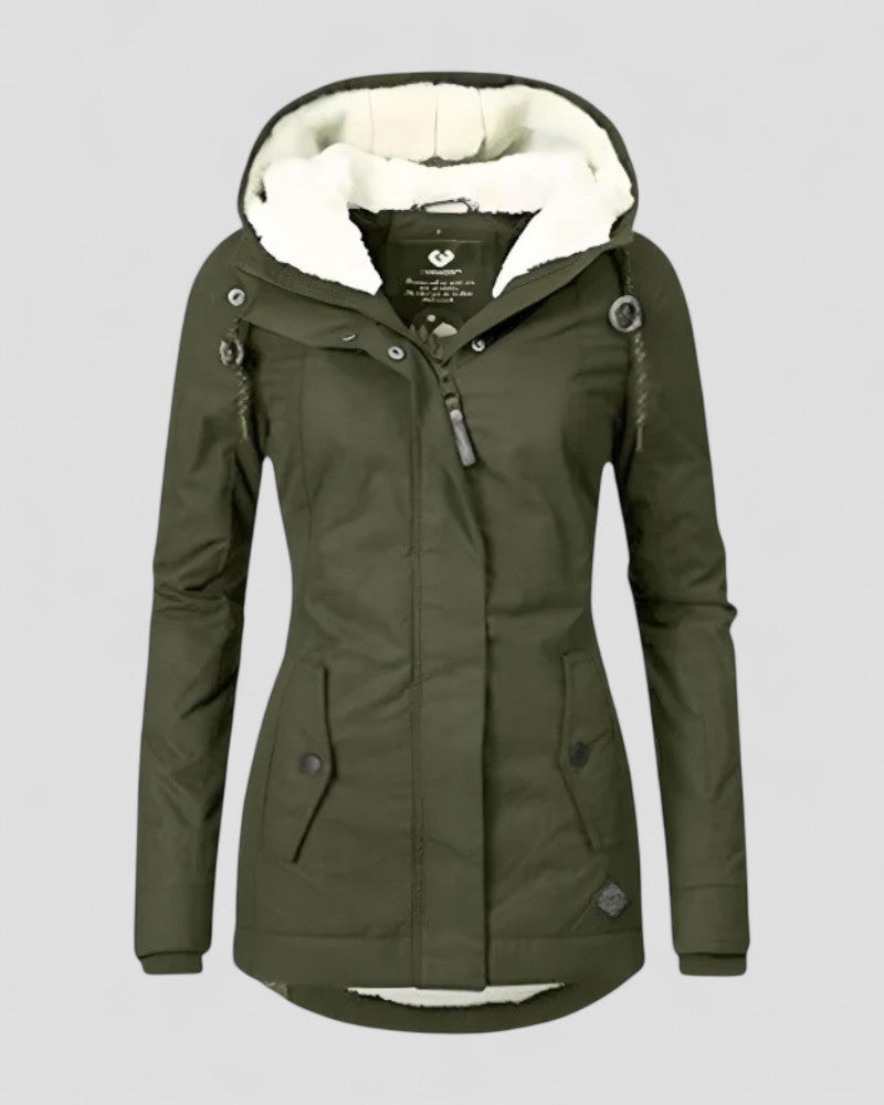 Veste d'hiver imperméable et isolée avec capuche pour femme