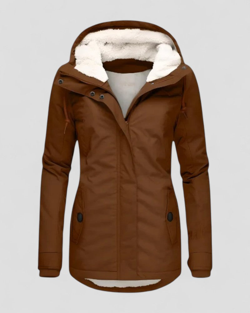 Veste d'hiver imperméable et isolée avec capuche pour femme