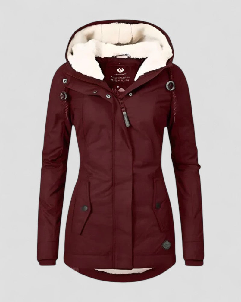 Veste d'hiver imperméable et isolée avec capuche pour femme