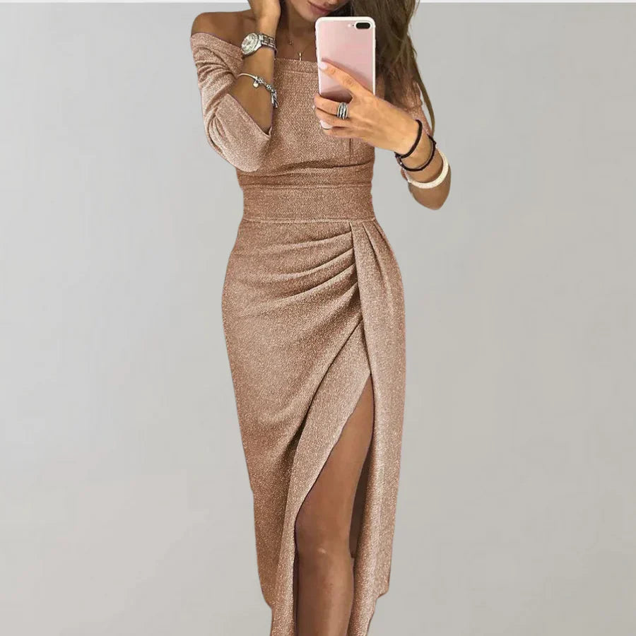 Robe Chic Céleste Femme Taille Mi-Longue