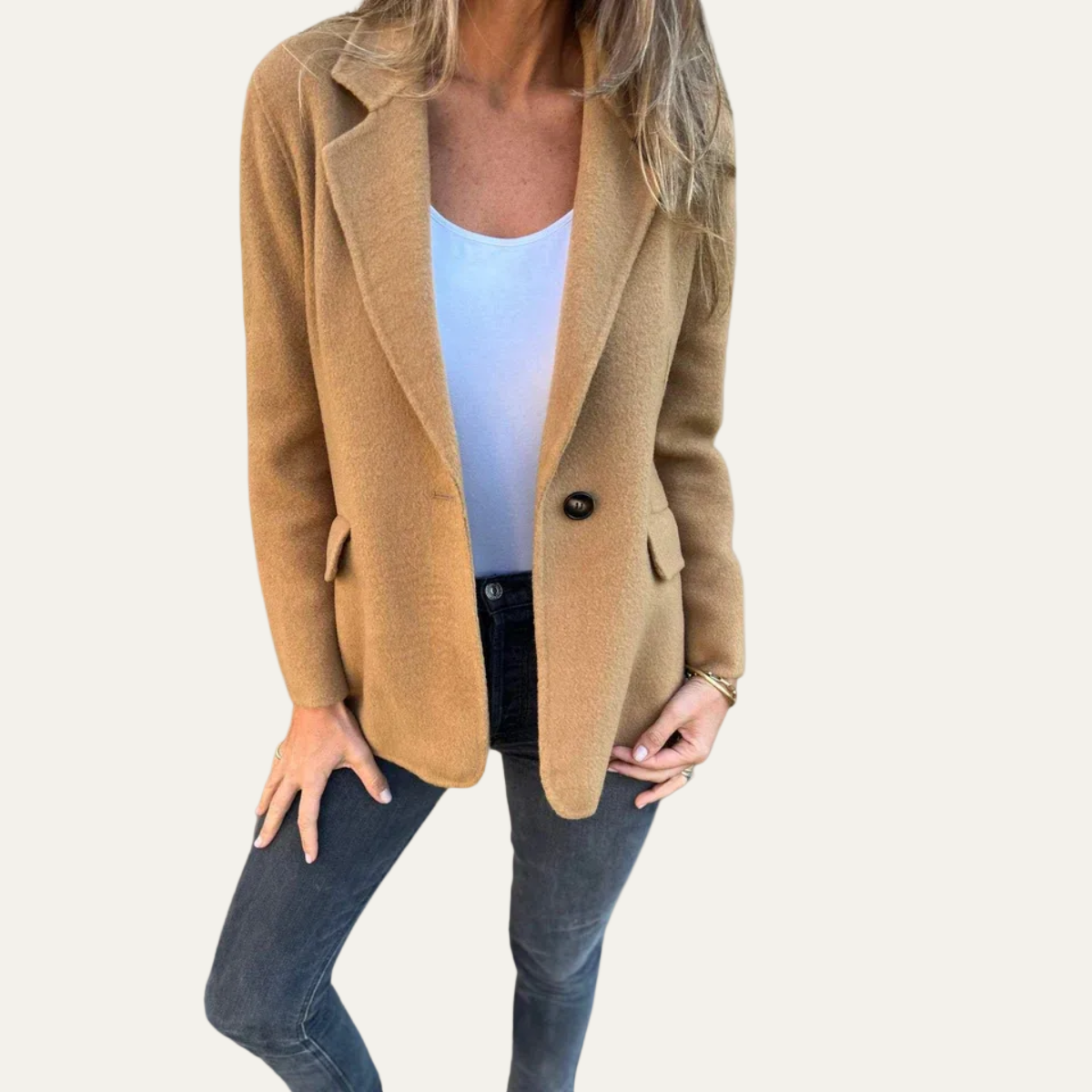 Blazer à simple boutonnage coupe décontractée pour femme
