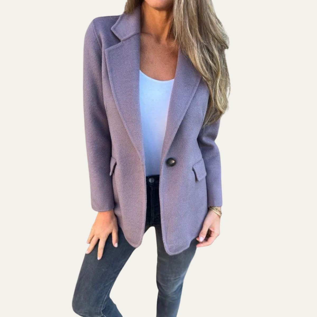 Blazer à simple boutonnage coupe décontractée pour femme