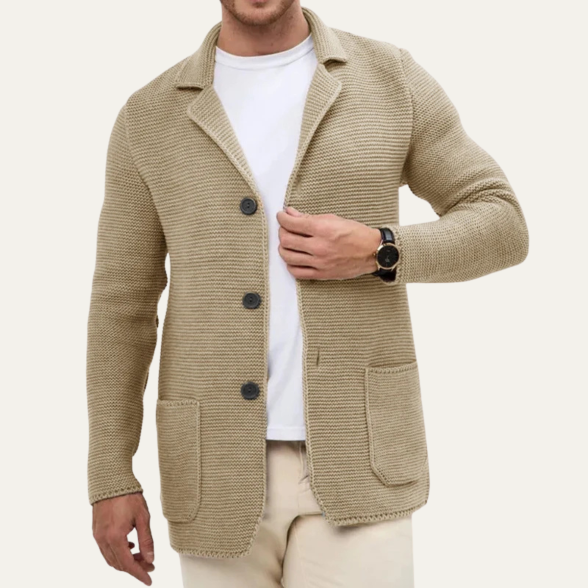 Blazer cardigan tendance en maille texturée pour homme