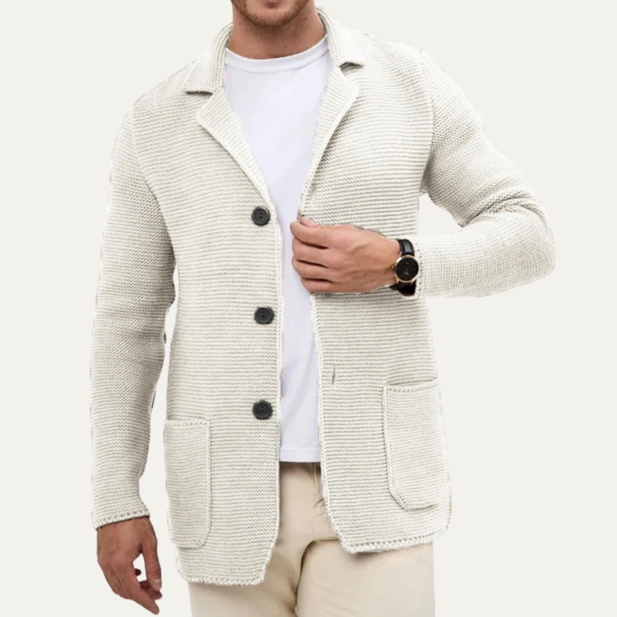 Blazer cardigan tendance en maille texturée pour homme