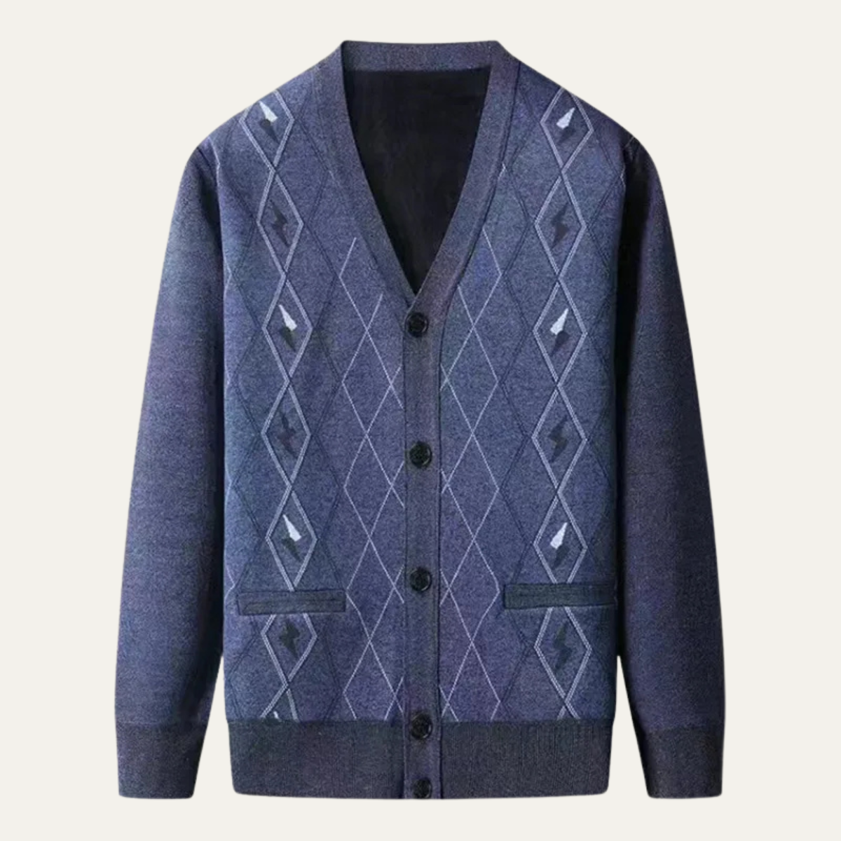 Cardigan homme à carreaux ton sur ton et col en V
