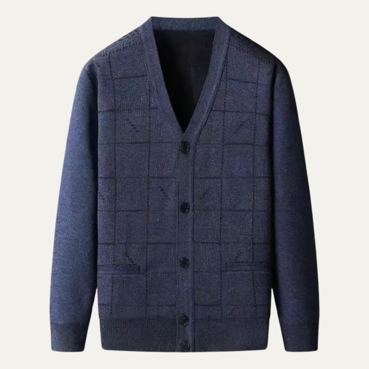 Cardigan homme à carreaux ton sur ton et col en V