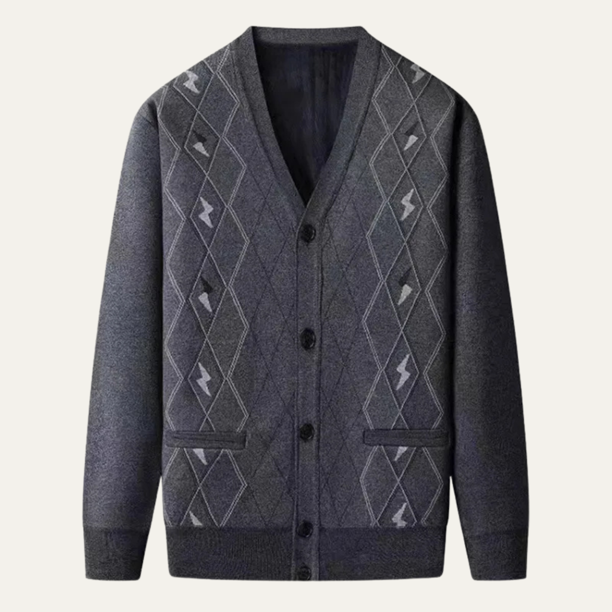 Cardigan homme à carreaux ton sur ton et col en V