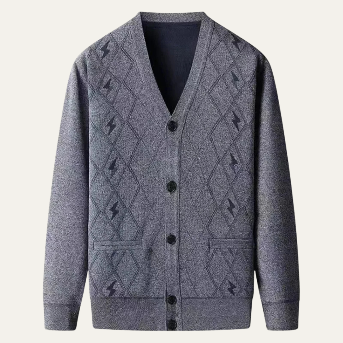 Cardigan homme à carreaux ton sur ton et col en V