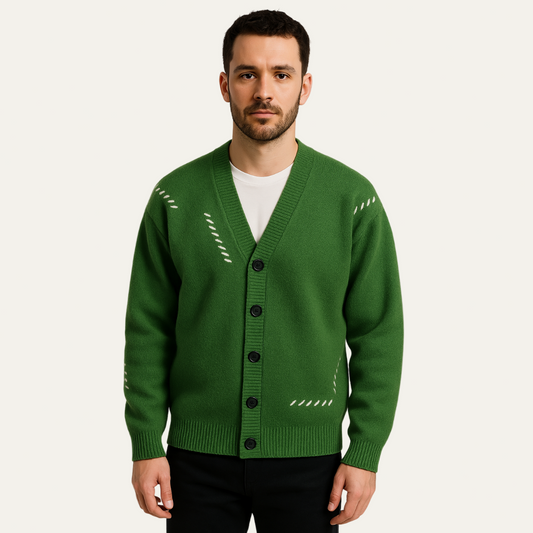 Cardigan minimaliste à col en V pour homme