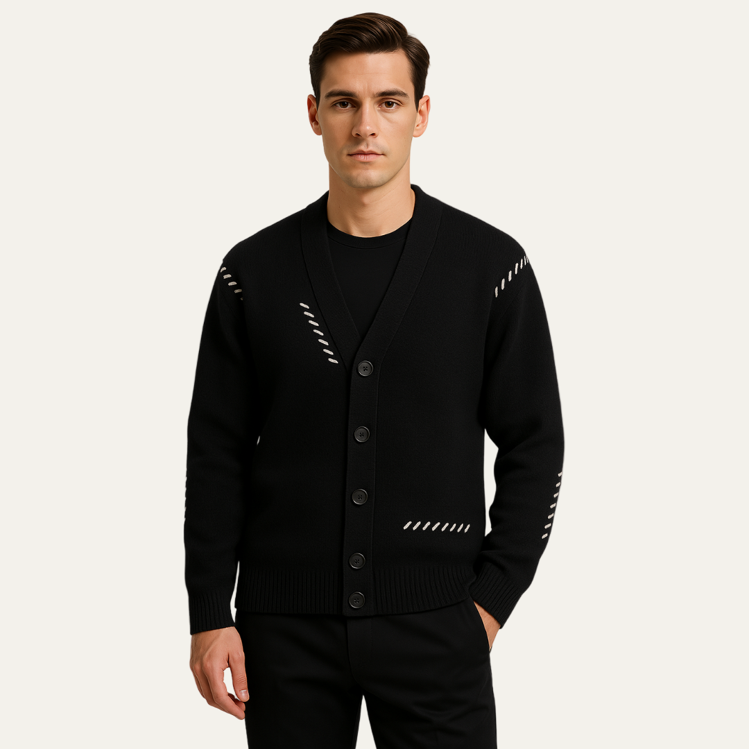 Cardigan minimaliste à col en V pour homme
