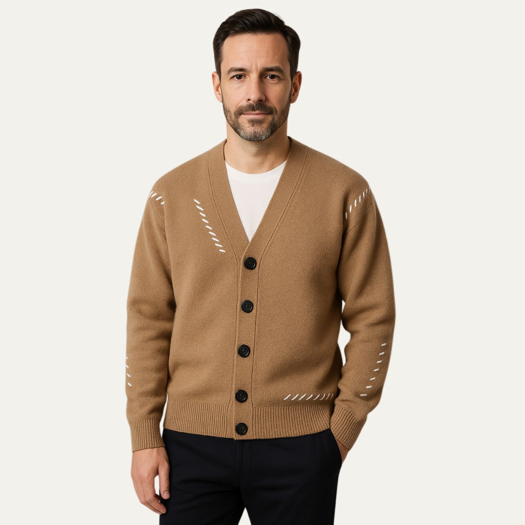 Cardigan minimaliste à col en V pour homme