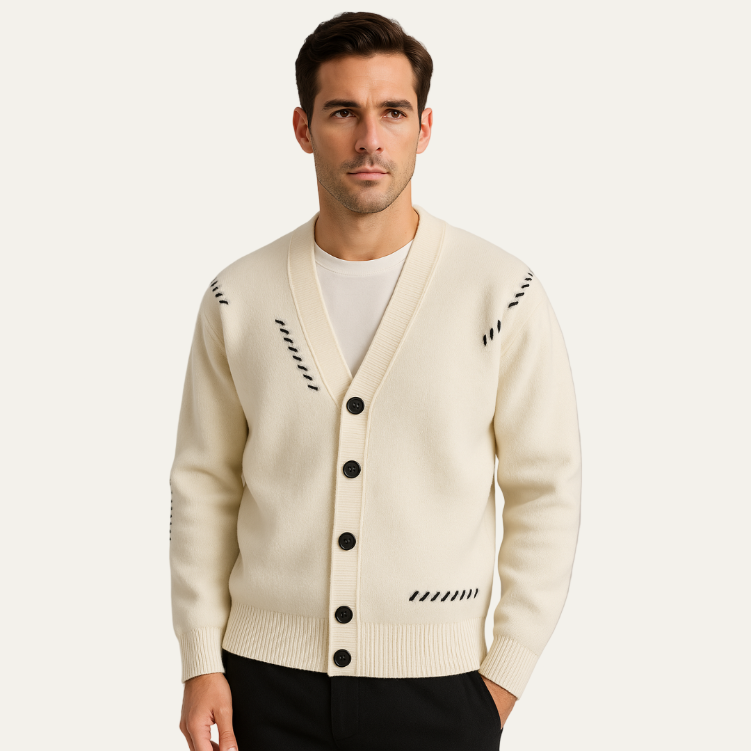 Cardigan minimaliste à col en V pour homme