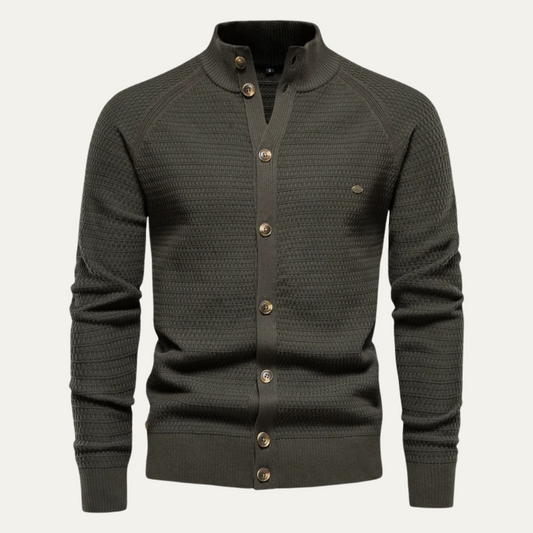 Cardigan texturé à col montant pour homme