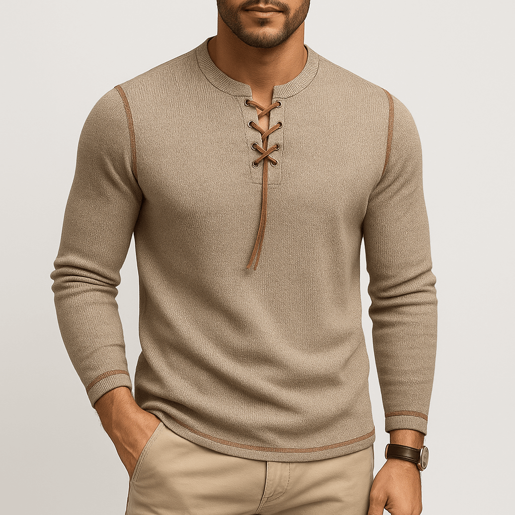 Chemise homme à manches longues boutonnées et dentelle