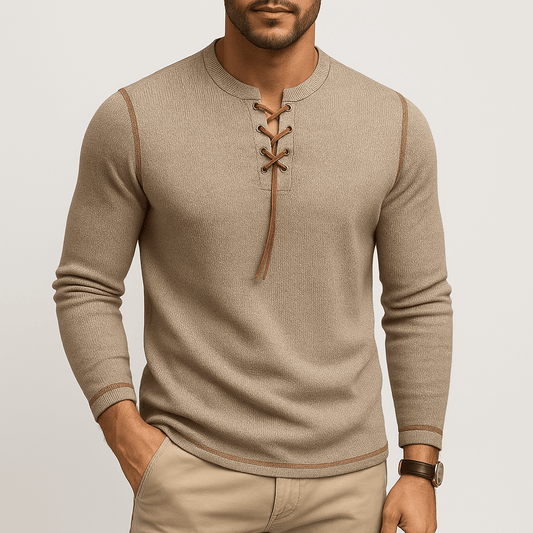 Chemise homme à manches longues boutonnées et dentelle