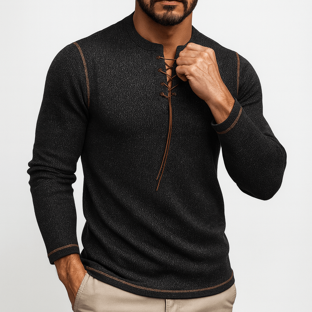 Chemise homme à manches longues boutonnées et dentelle