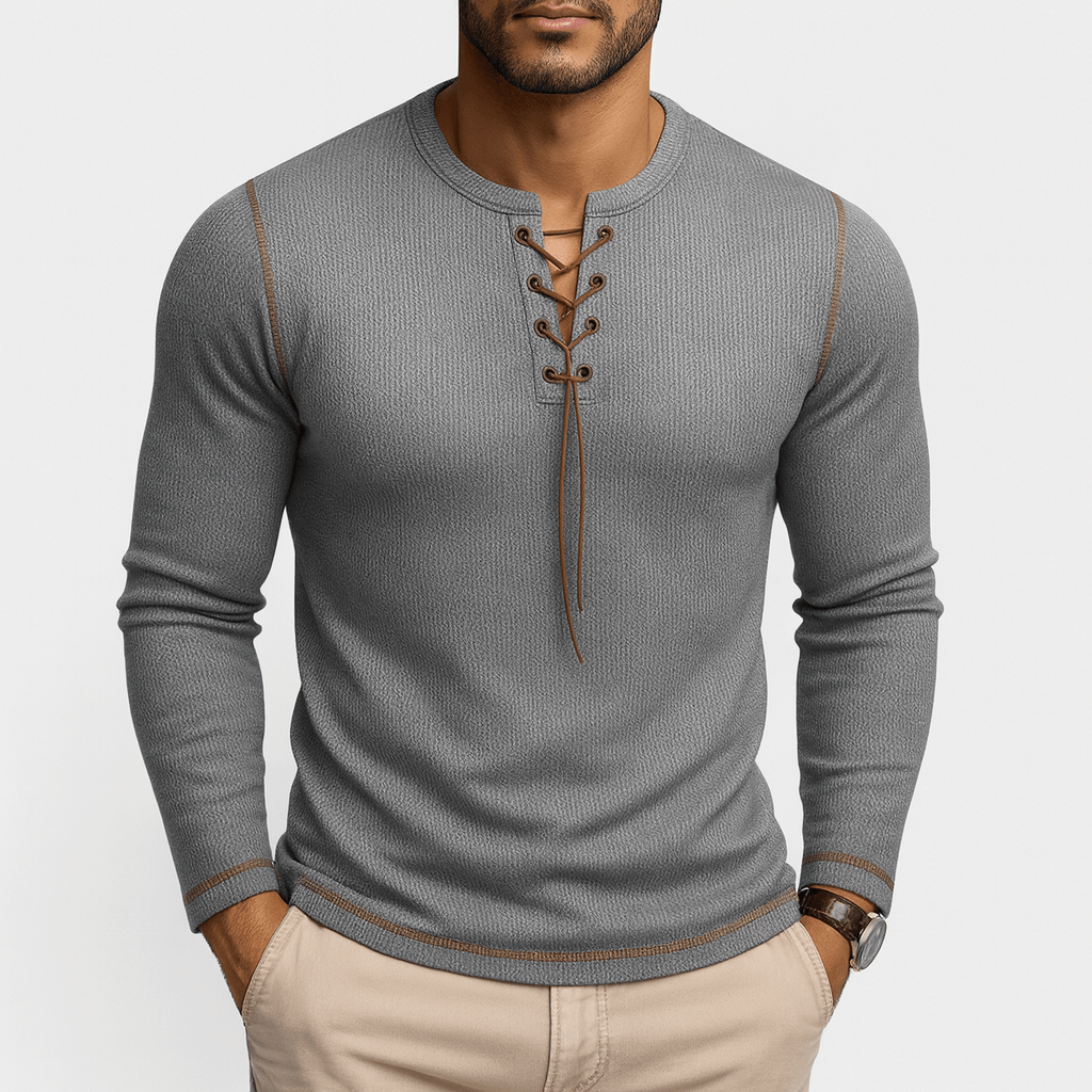 Chemise homme à manches longues boutonnées et dentelle
