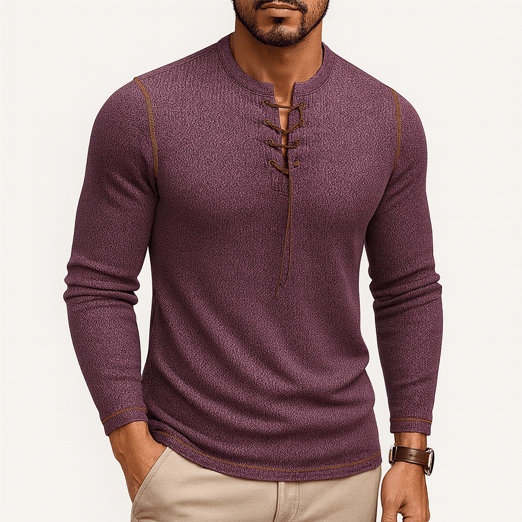 Chemise homme à manches longues boutonnées et dentelle