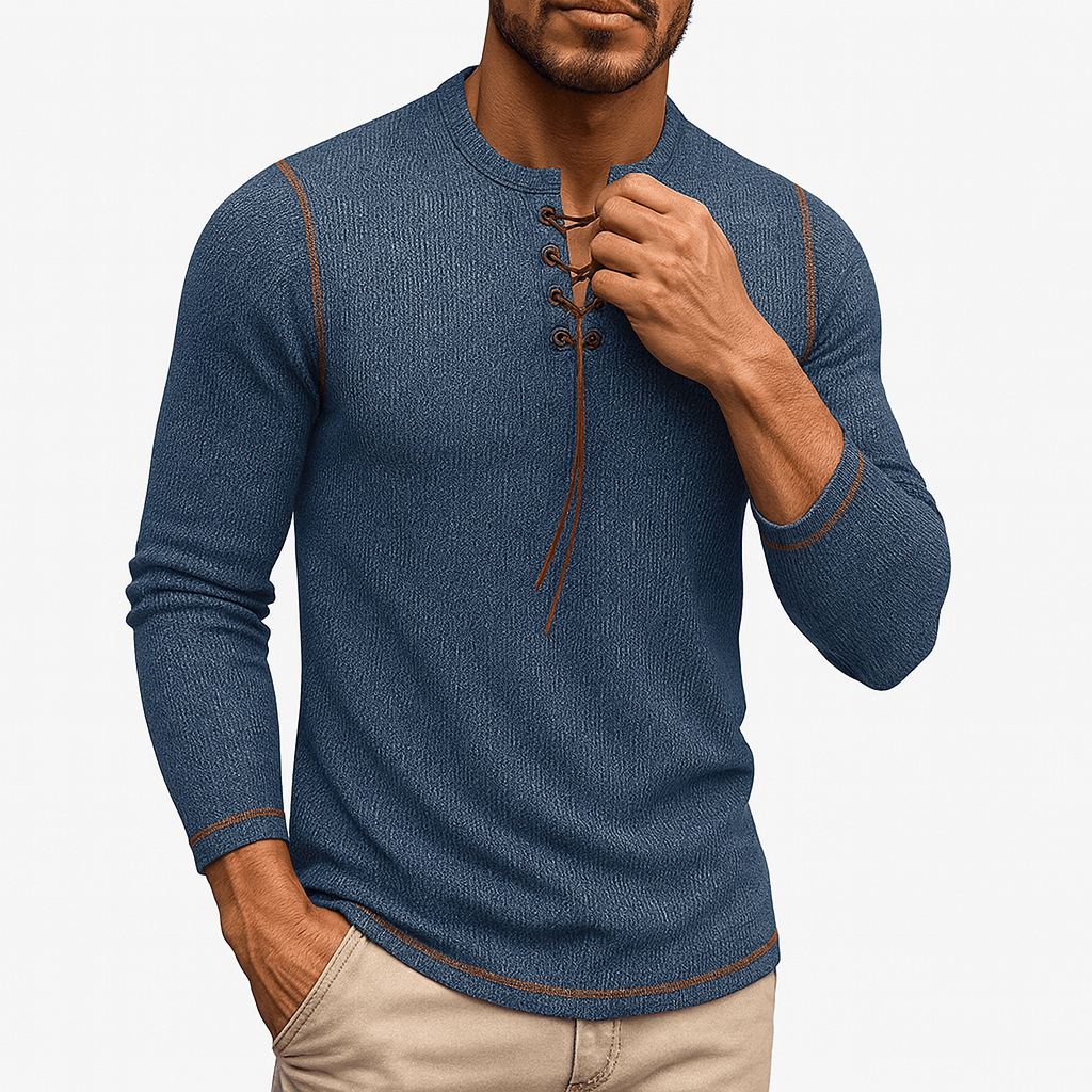 Chemise homme à manches longues boutonnées et dentelle