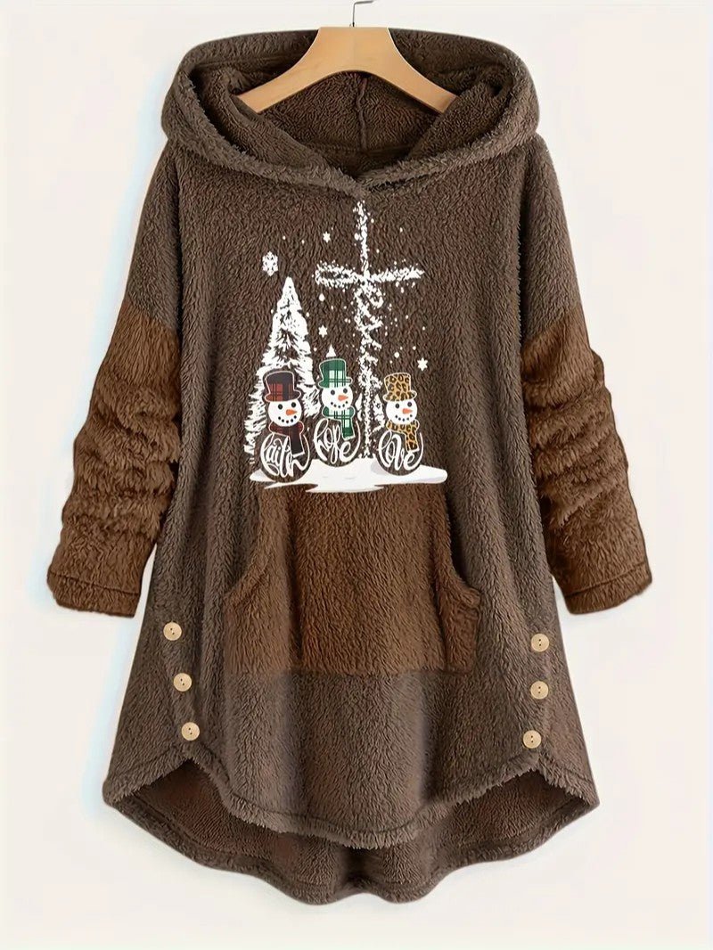 Couverture à capuche Sherpa douillette pour femme, idéale pour Noël