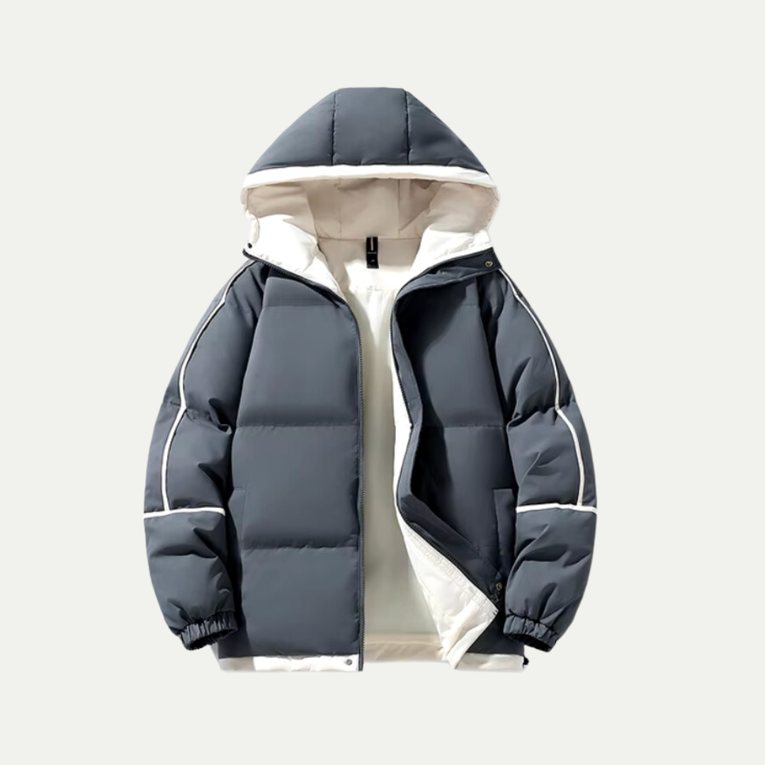 Doudoune à capuche doublée contrastante pour femme
