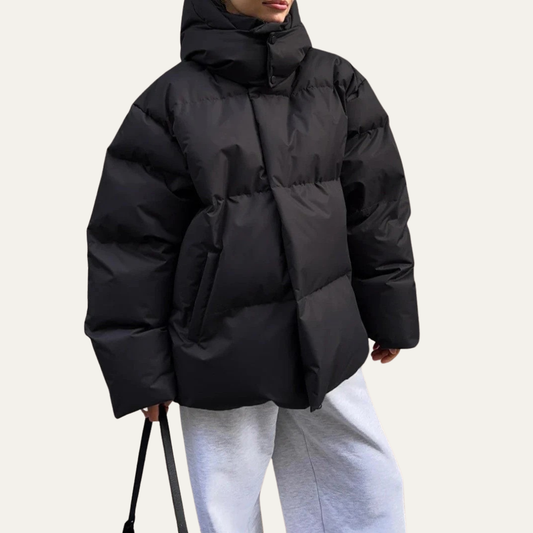 Doudoune courte oversize à col montant pour femme