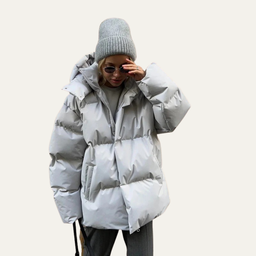 Doudoune courte oversize à col montant pour femme