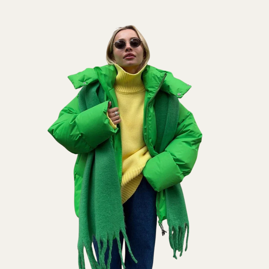 Doudoune courte oversize à col montant pour femme