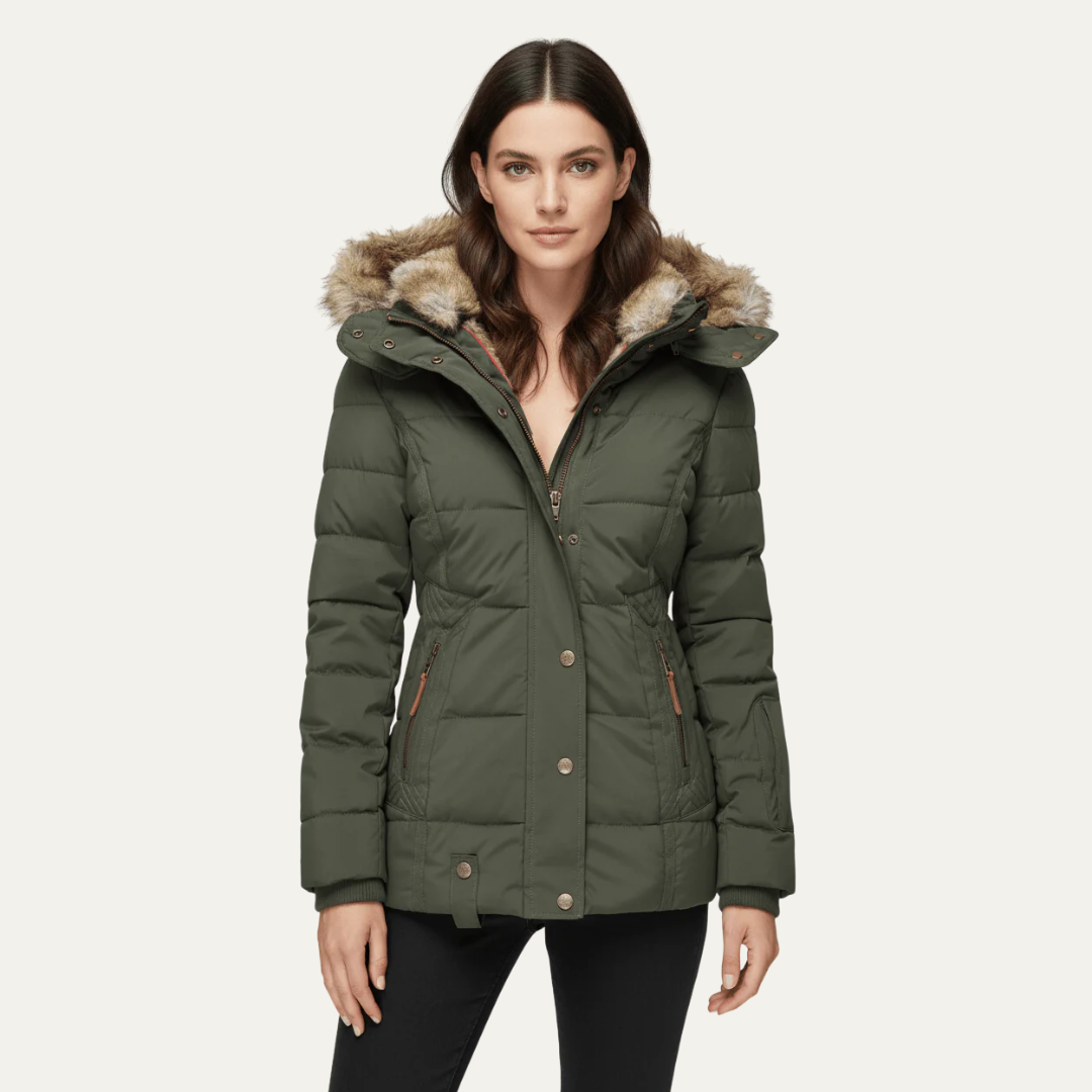 Doudoune de luxe en fausse fourrure pour femme