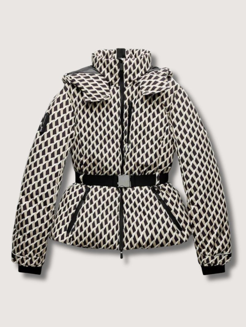 Doudoune de ski péplum ceinturée pour femme