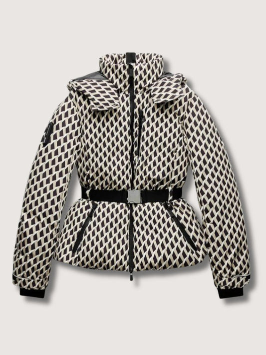 Doudoune de ski péplum ceinturée pour femme