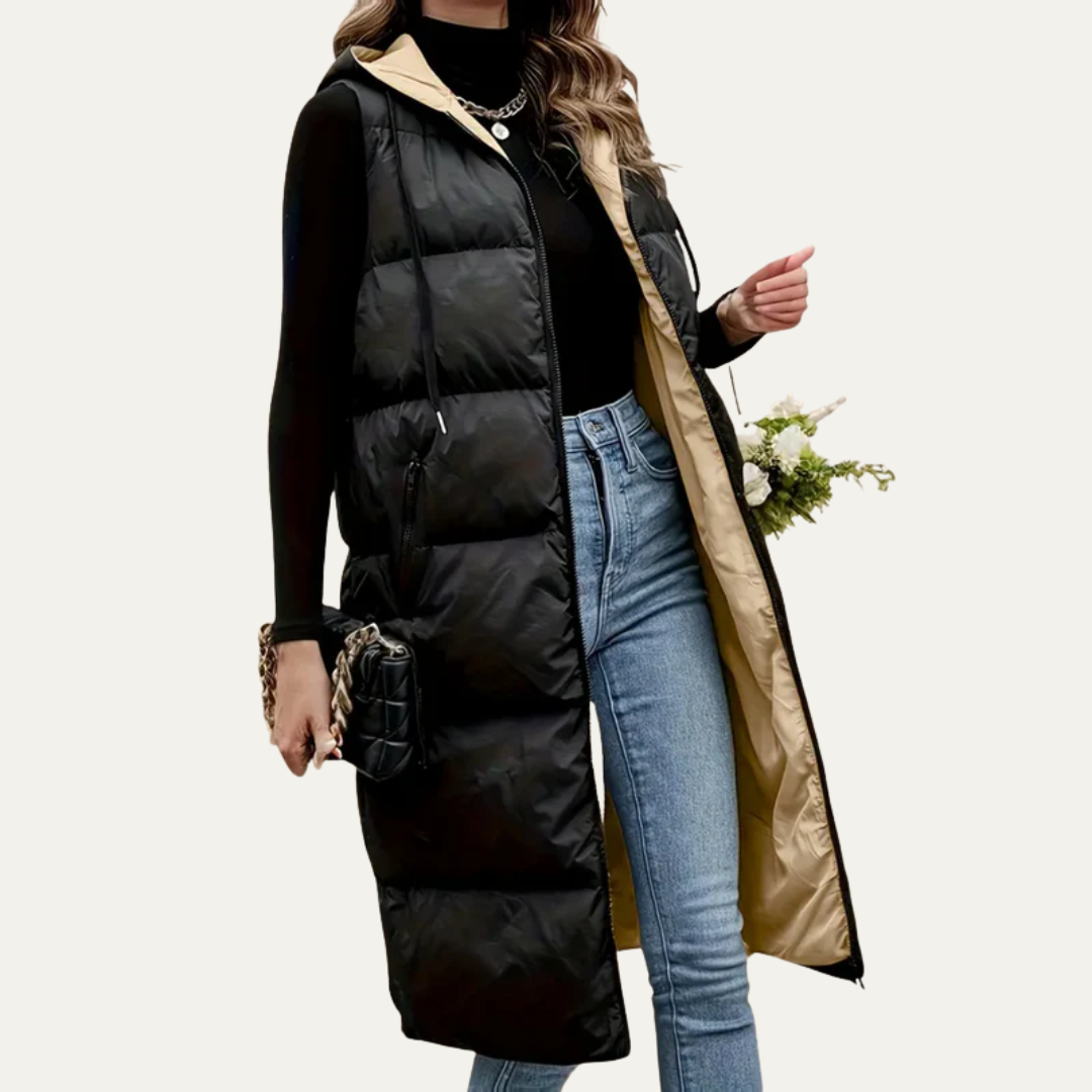 Doudoune longue à capuche pour femme