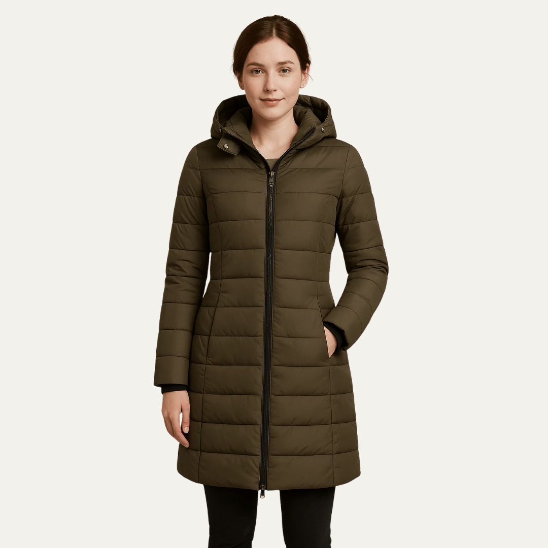 Doudoune longue à capuche pour femme