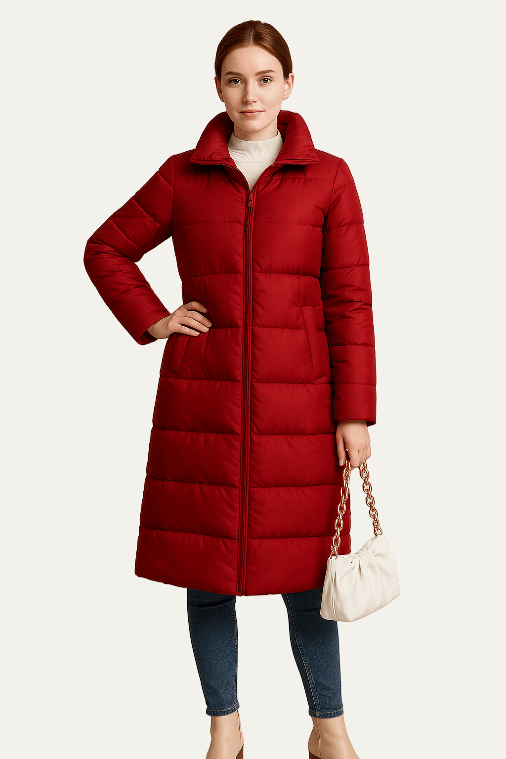 Doudoune longue cintrée pour femme