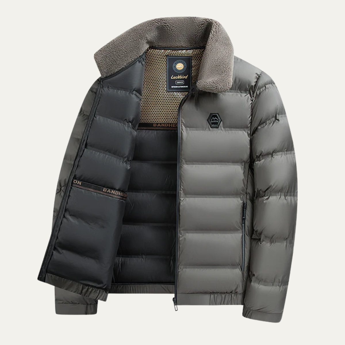 Doudoune matelassée pour homme avec col en fausse fourrure