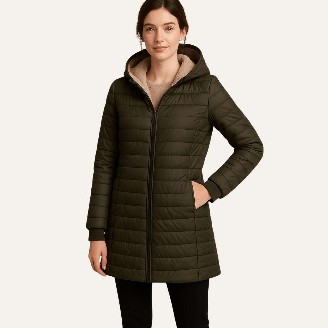 Doudoune mi-longue matelassée pour femme