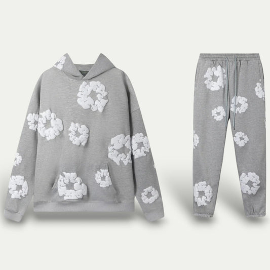 Ensemble de détente à capuche imprimé floral pour femme