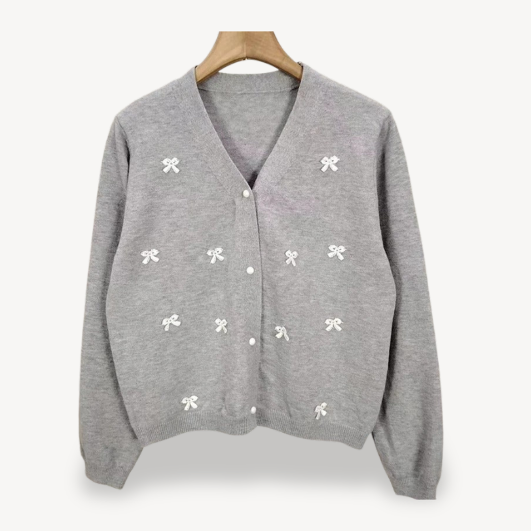 Gilet à col en V avec nœud papillon pour femme