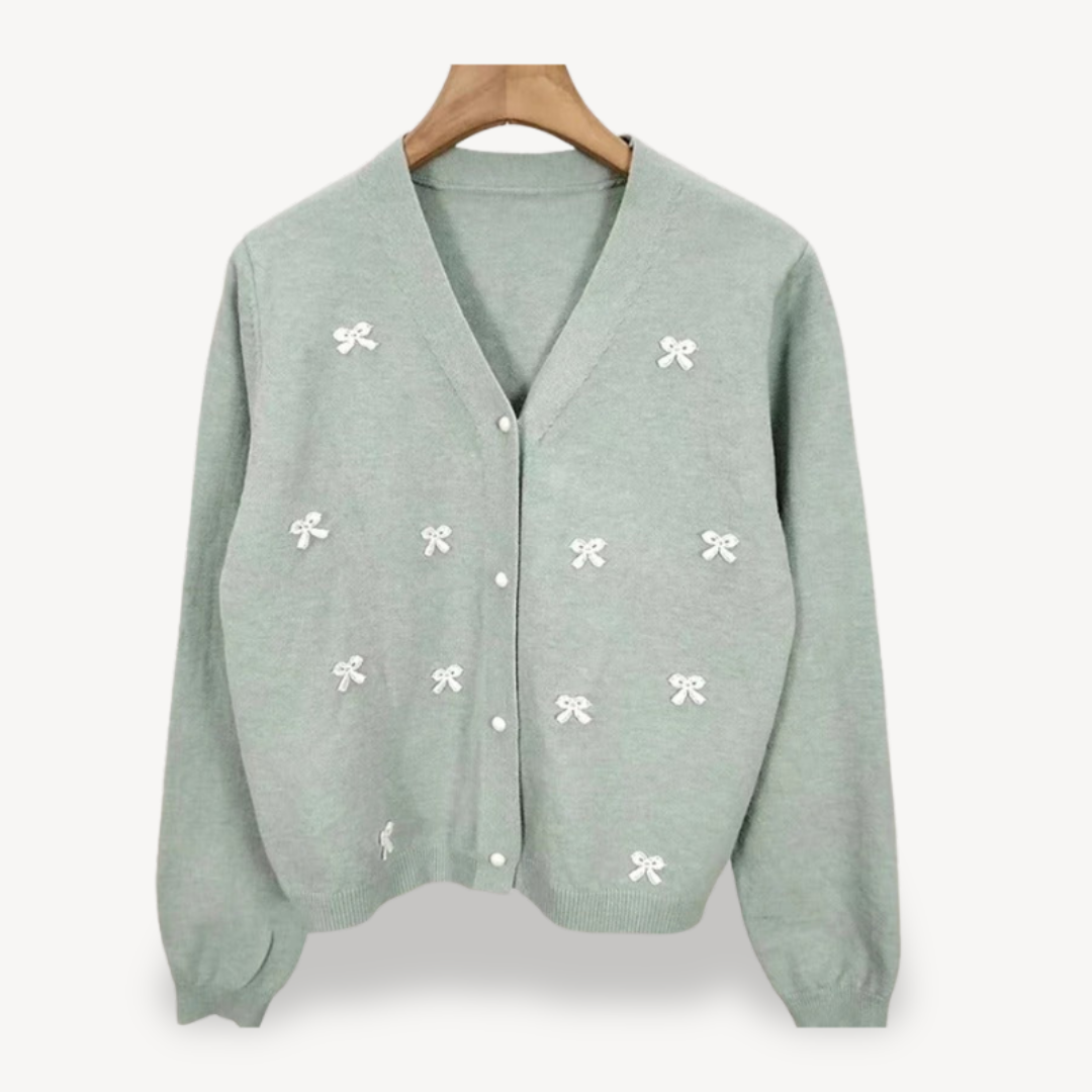 Gilet à col en V avec nœud papillon pour femme
